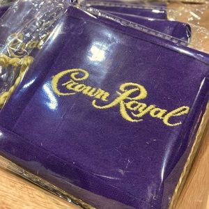 Set of 4 Crown Royal coasters made from the bags and cording.